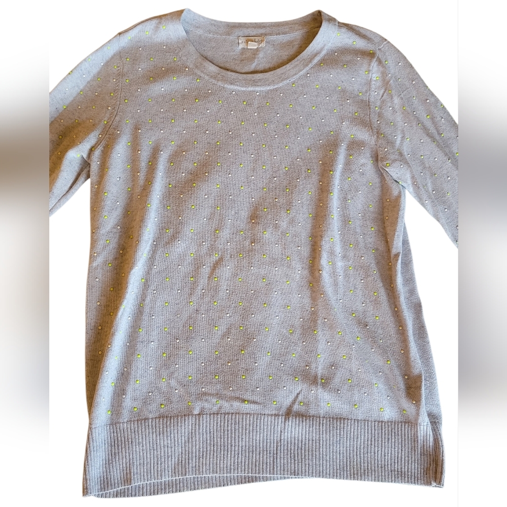 MAISON JULES LIGHTWEIGHT TEXTURED DOT PALE BLUE PULLOVER